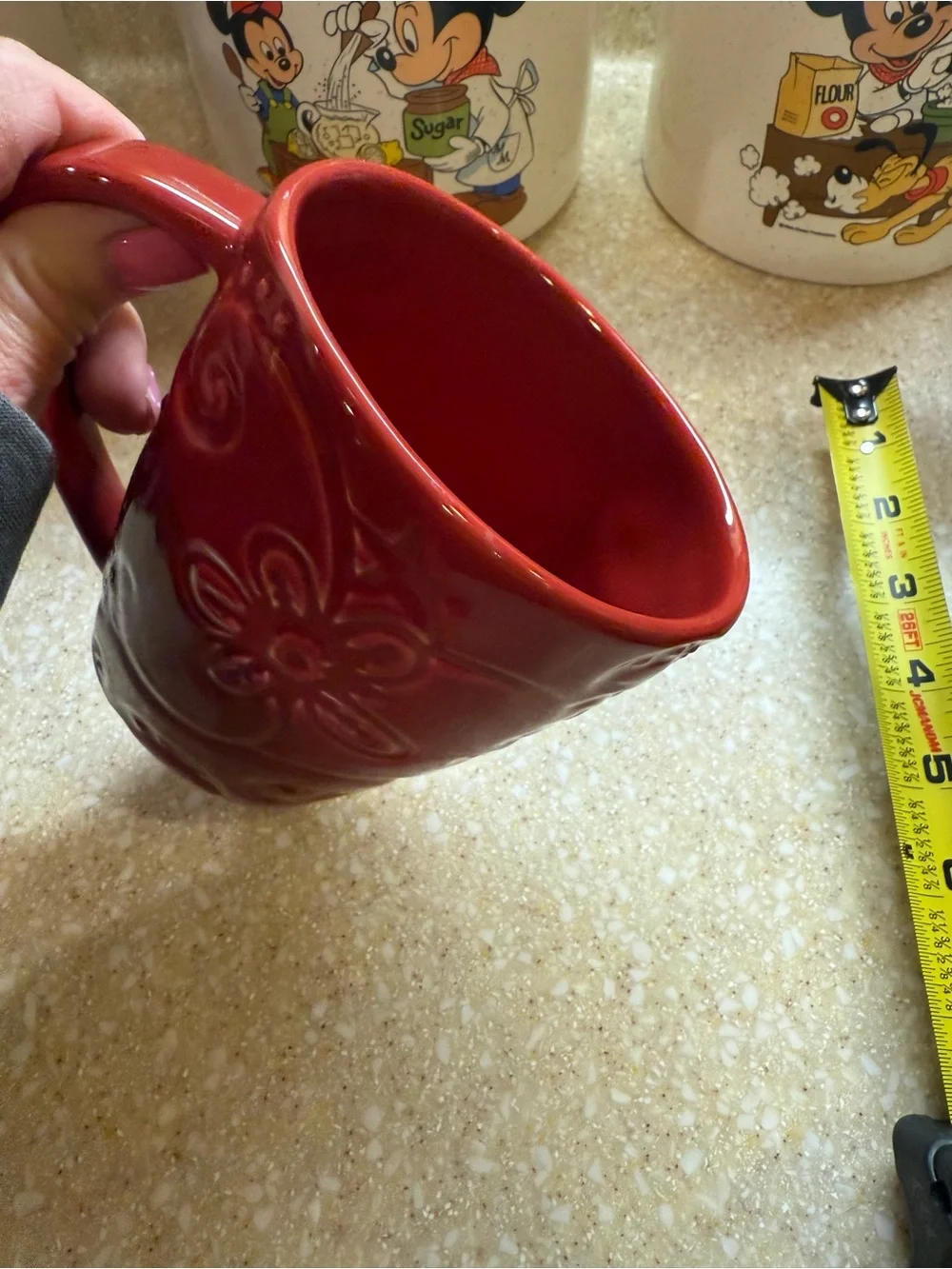 Starbucks Red Embossed Floral Ceramic Coffee Mug 2009